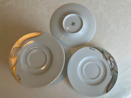 Designer-Untertassen, signiert - 15 cm (10 Stück, Echtgold)