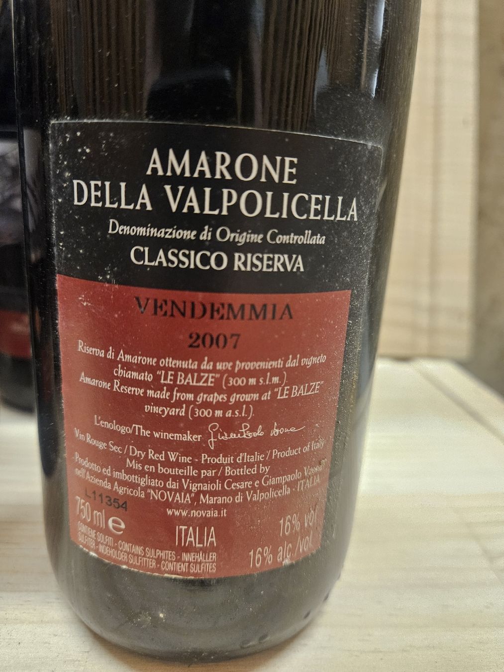 Amarone Vino: 6 Flaschen Novaia Amarone Classico Riserva 2007 – Nuovo e nell'imballaggio originale da Zofingen venduto da WouterSamwel 2