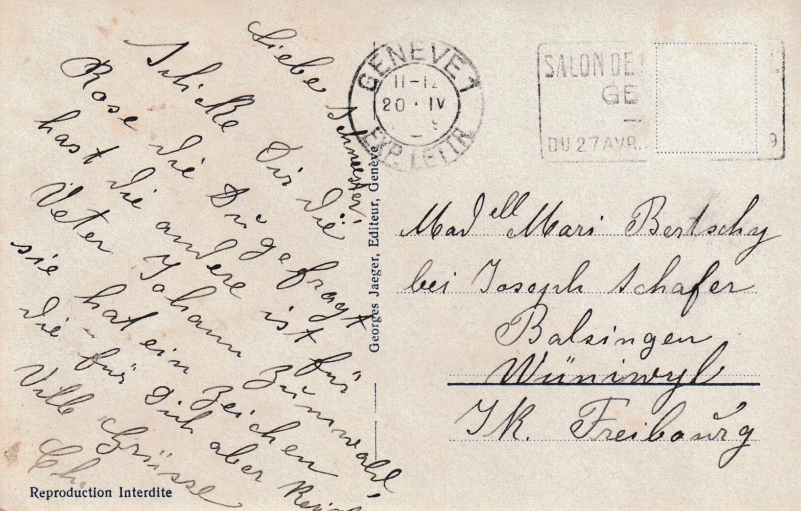 Cartoline postali: AK Genève gelaufen – Usato da Fribourg venduto da schnalla92 1