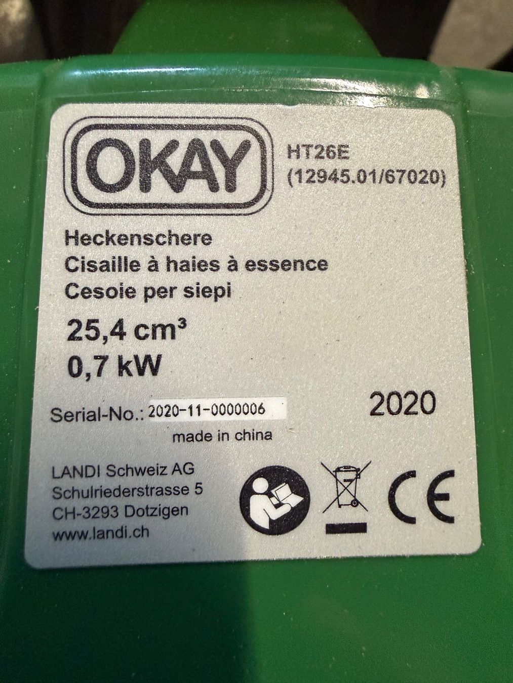 Alle Werkzeuge: Heckenschere Okay Benzin – Gebraucht aus Lengnau BE von AndyFritz1 1