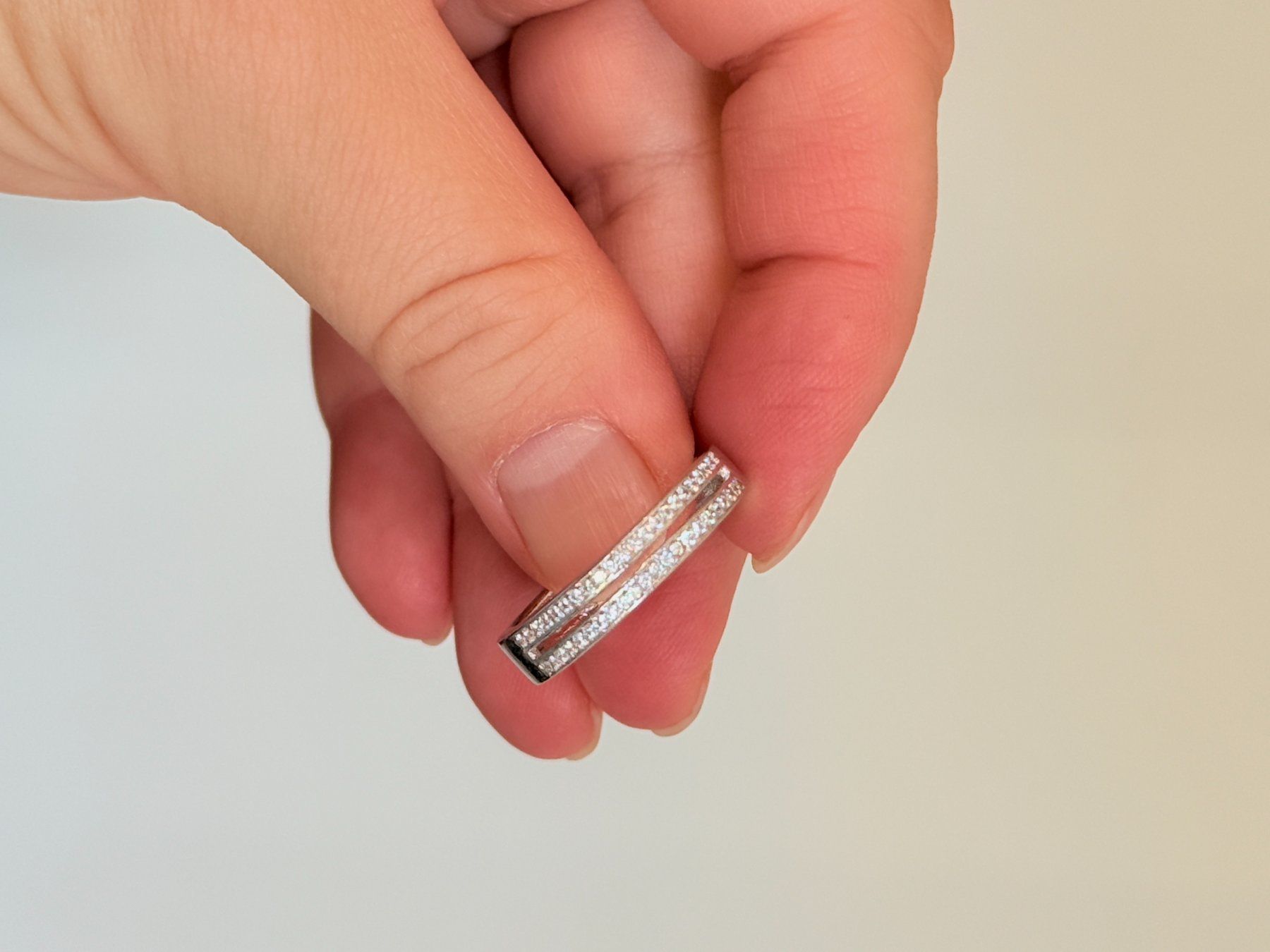 Bagues: Moissanite Double Row Band Ring size 60 – Neuf avec emballage d'origine à Genève par AWWA 4