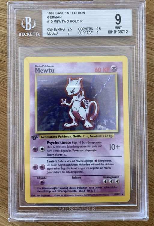 Pokémon - Mewtu Holo - Base Set 1. Edition - BGS 9 (Neu (gemäss ...