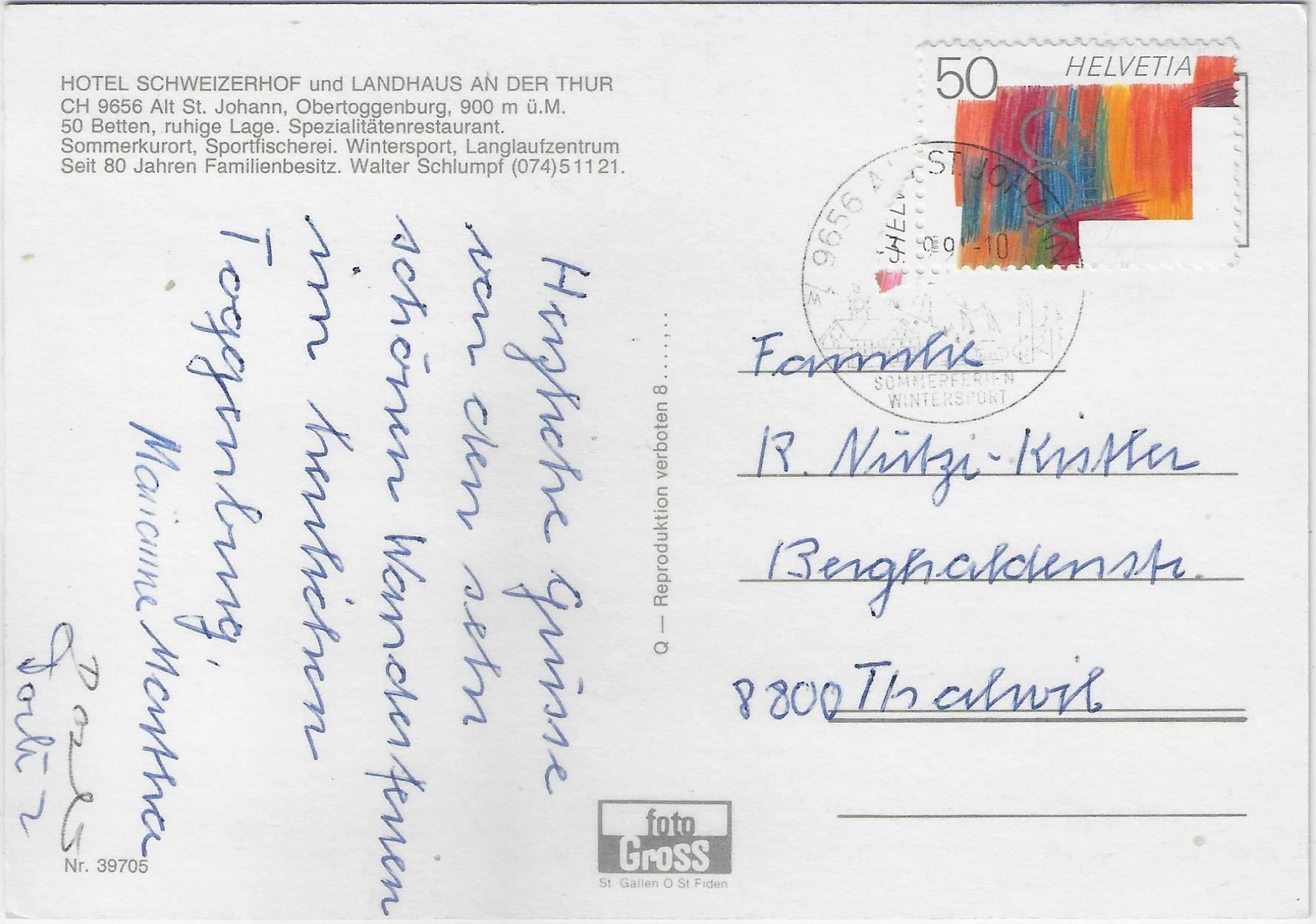Cartoline postali: Hotel Schweizerhof Alt St. Johann – Antico da Ettingen venduto da Kartenplanet 1
