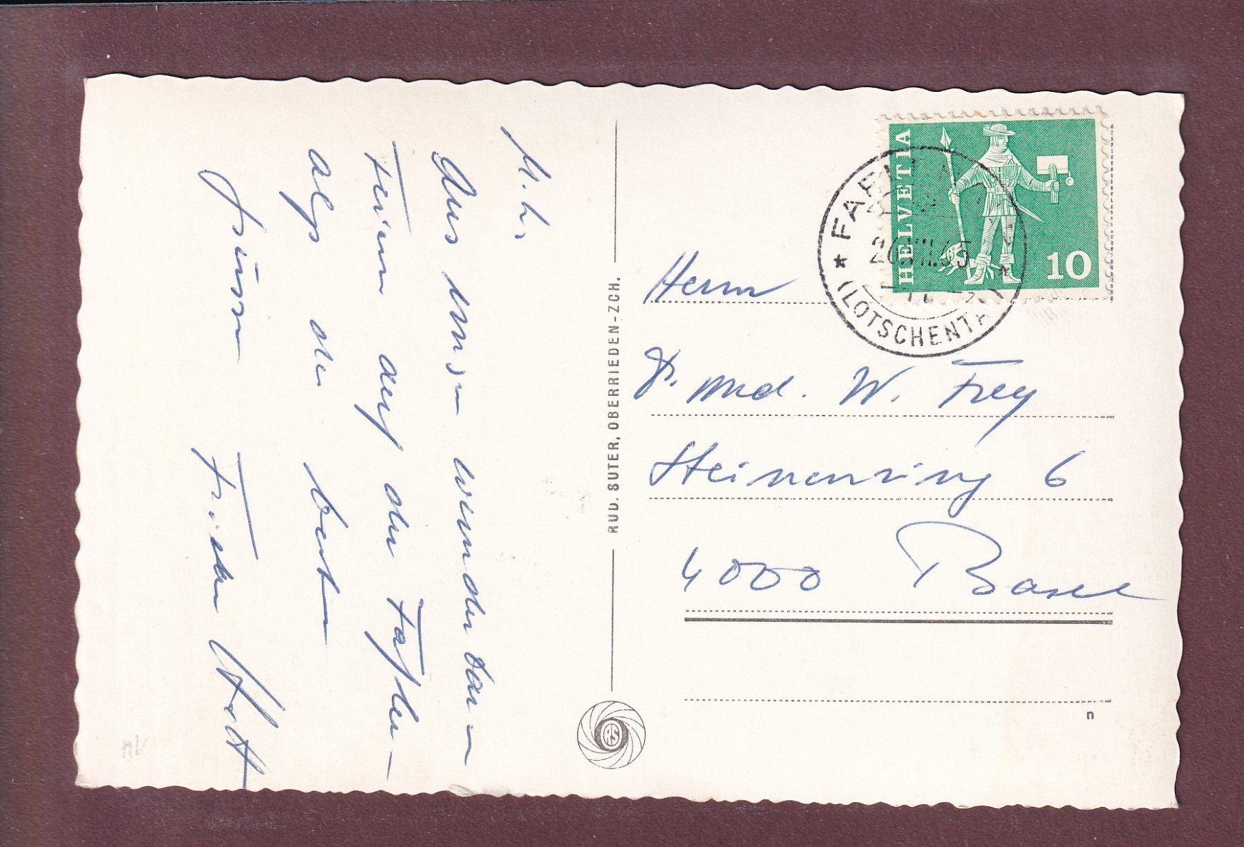 Ansichtskarten: SCHWARZSEE im Lötschental - Beichgrat - 1965 – Gebraucht aus Pully von nicecards 1