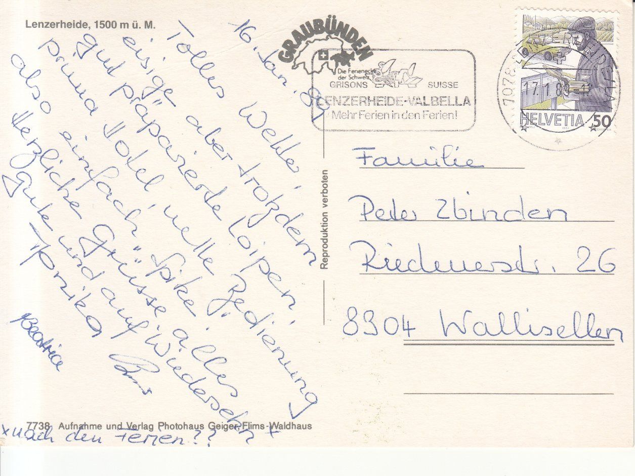 Cartoline postali: Lenzerheide 1989 – Usato da Bürglen TG venduto da StampGraf 1