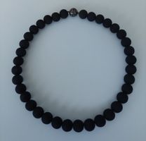 Lava-Collier mit 36 Kugeln 12mm,  Magnetschliesse Silber