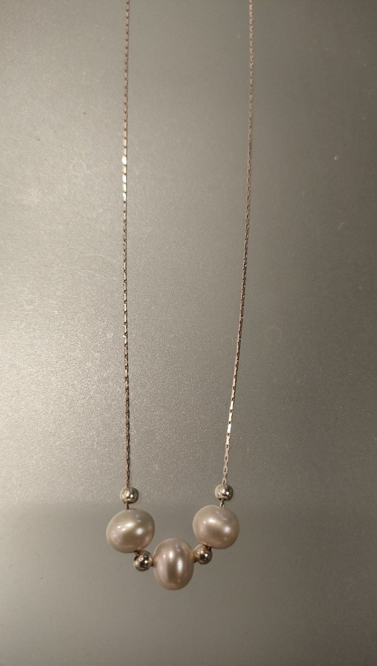 Catenine: Silber Kette mit Süsswasserperlen – Nuovo e nell'imballaggio originale da Bern venduto da Lidia.5 1