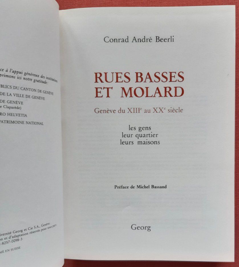 Libri: Conrad André Beerli - Rues basses et Molard Genève – Usato da Lausanne venduto da PL22neufx 1
