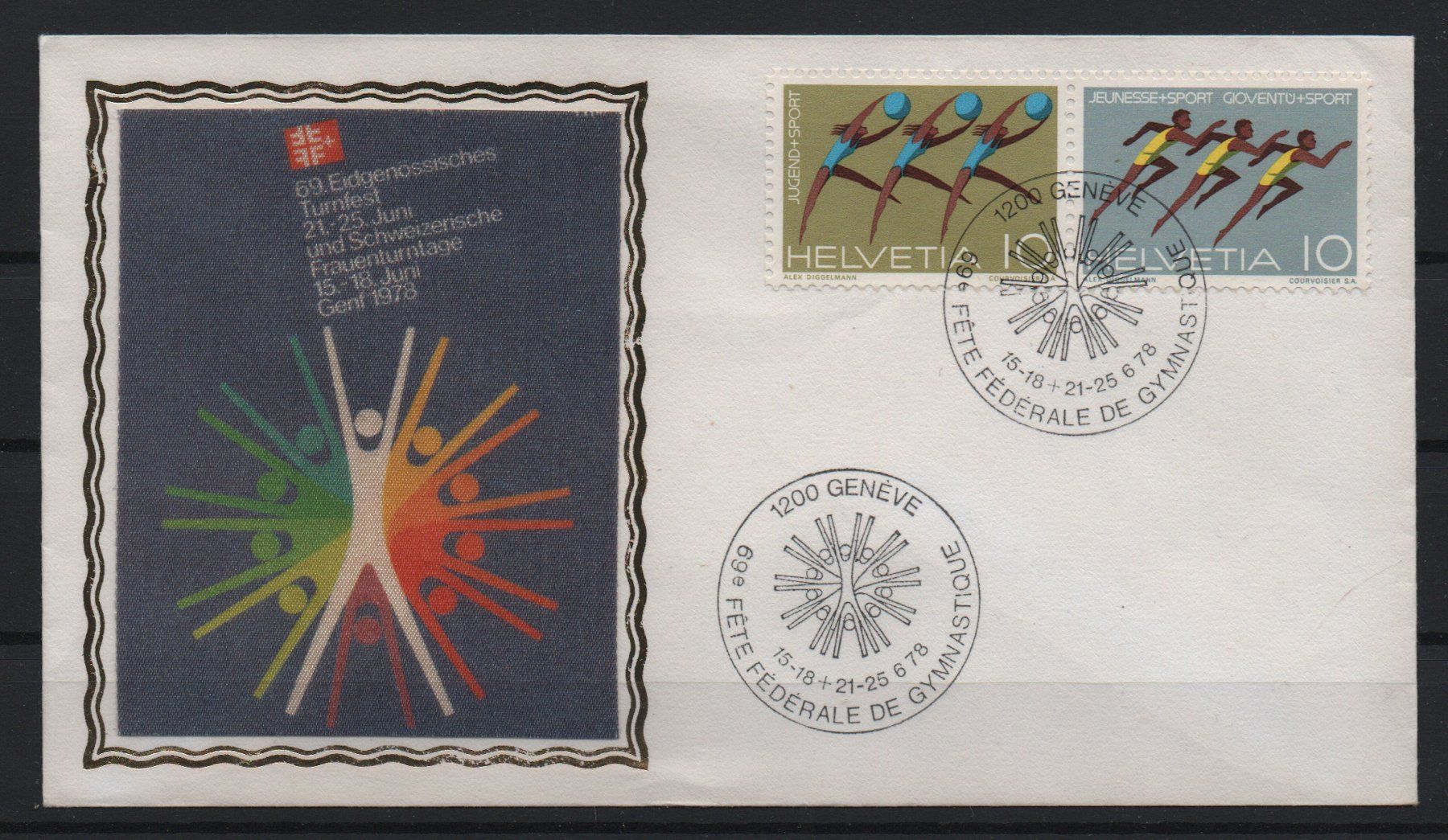Tous les timbres: Turnfest Beleg auf Seidenbild Couvert – D'occasion à Ebikon par bowito