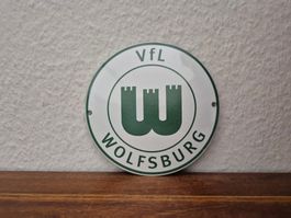 Emailschild VFL Wolfsburg Fussball Club Logo Emaille Schild