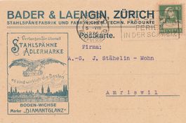 Zürich-Karte mit Reklame Stahlspäne Adlermarke-1926