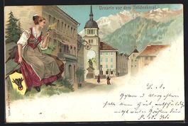 Litho Altdorf, Hotel Loewen, Urnerin vor
