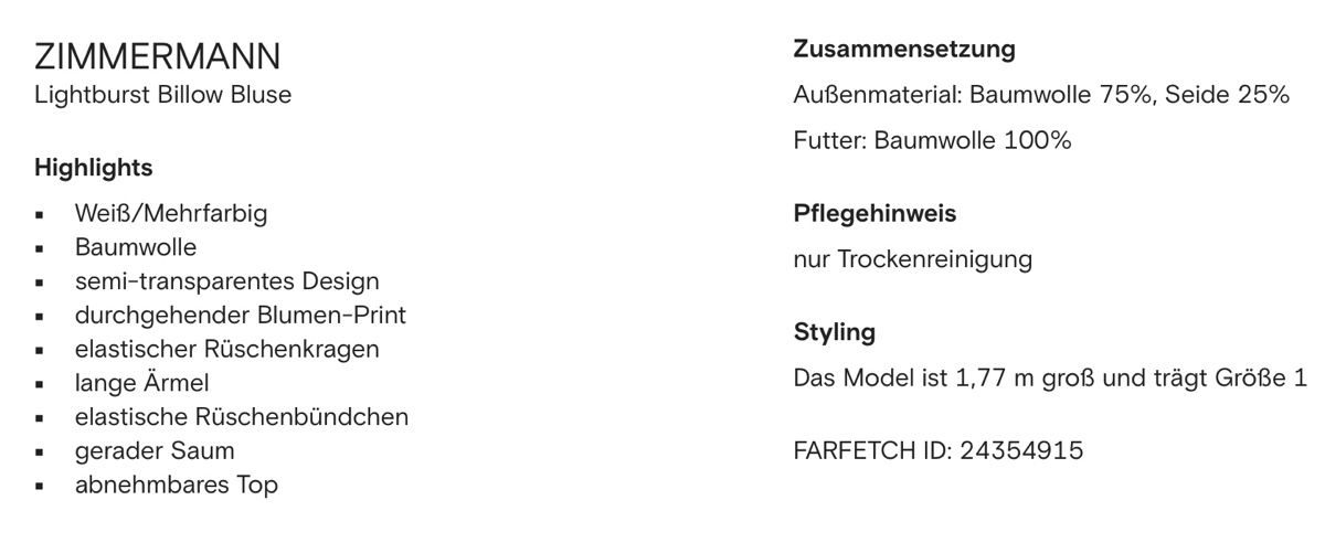 Zimmermann Blusen: Zimmermann Lightburst Bluse, Gr. 2, Seide/Baumwolle neu! – Neu und originalverpackt aus Matten b. Interl von Kings-Fashion 1