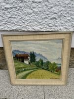 Tableau peinture huile paysage suisse signé W.Russmeier.