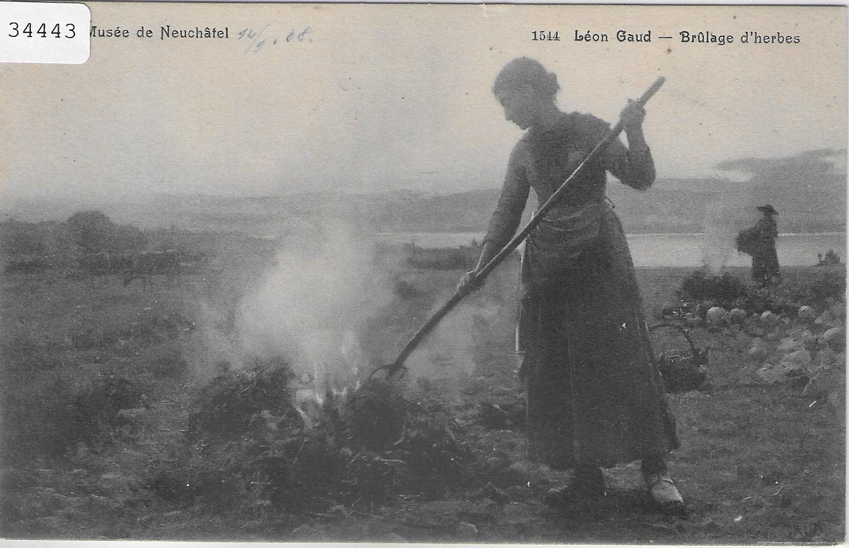 Ansichtskarten: Musee de Neuchatel - Leon Gaud - Brulage d'herbes – Gebraucht aus Ettingen von Kartenplanet
