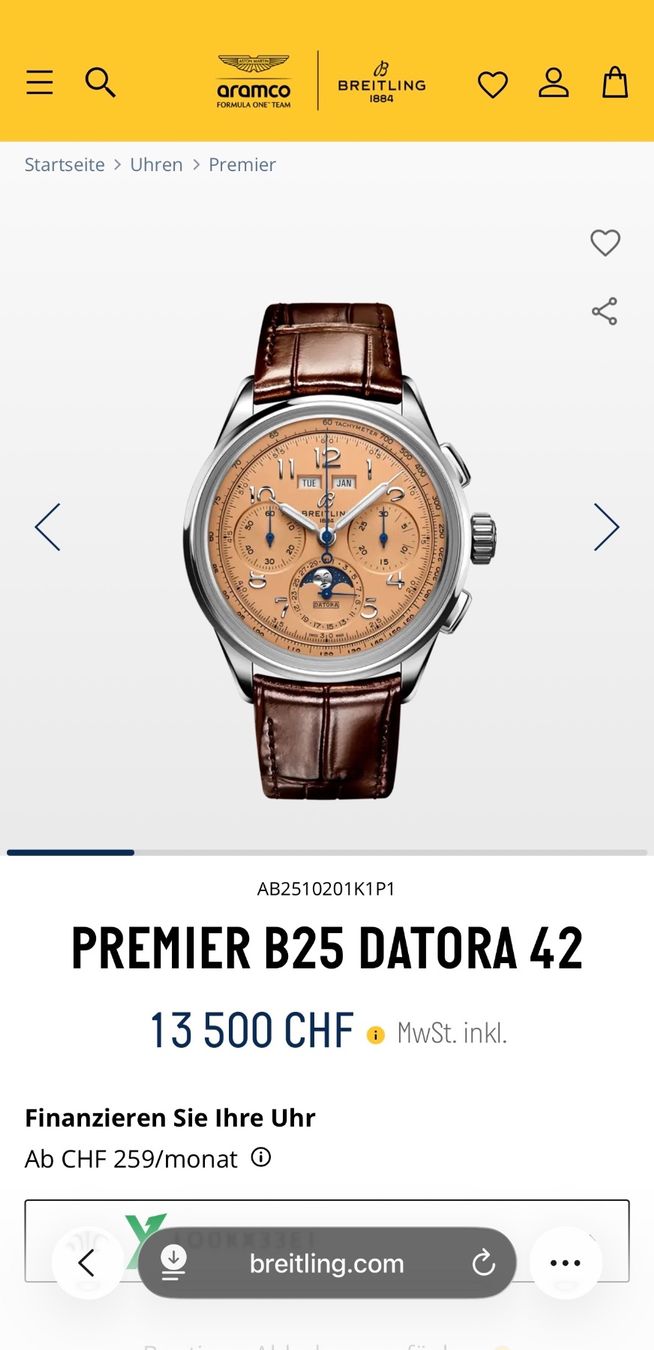 Breitling Uhren: Breitling Premier B25 Datora 42 Fullset mit Garantie – Gebraucht aus Birsfelden von Mynos 2