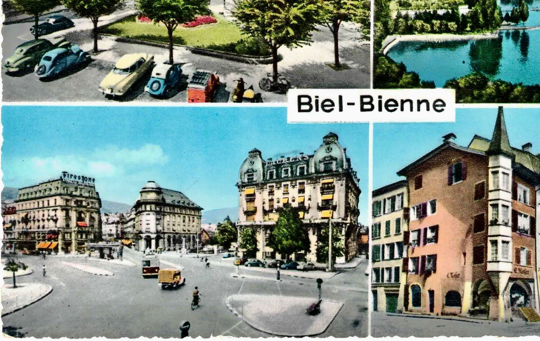 Ansichtskarten: BIEL-BIENNE - Generalansicht ca. 1960 (BE) – Gebraucht aus Oberdorf BL von Hopfehuepfer 1