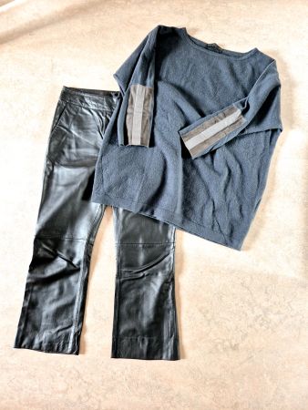 100% CASHMERE KASCHMIR PULLI LEDER M FABIANA FILIPPI TOP