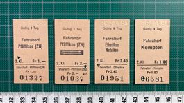 Fehraltorf, 1983 / 1984, 4 alte Bahn Billette, SBB