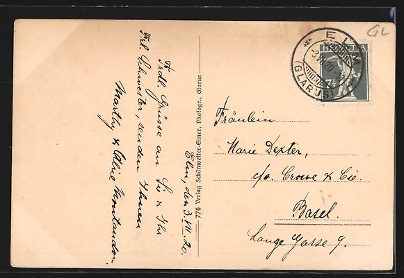 Cartoline postali: AK Elm /Glarus, Ortspartie mit Kirche – Usato da Berlin venduto da bartko-reher 1