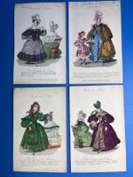 4 prächtige handkolorierte Modestiche von Paris 1833