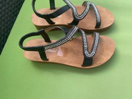 SUMMERTIME - stylische/edle Sandalen mit Décor, nero, 38