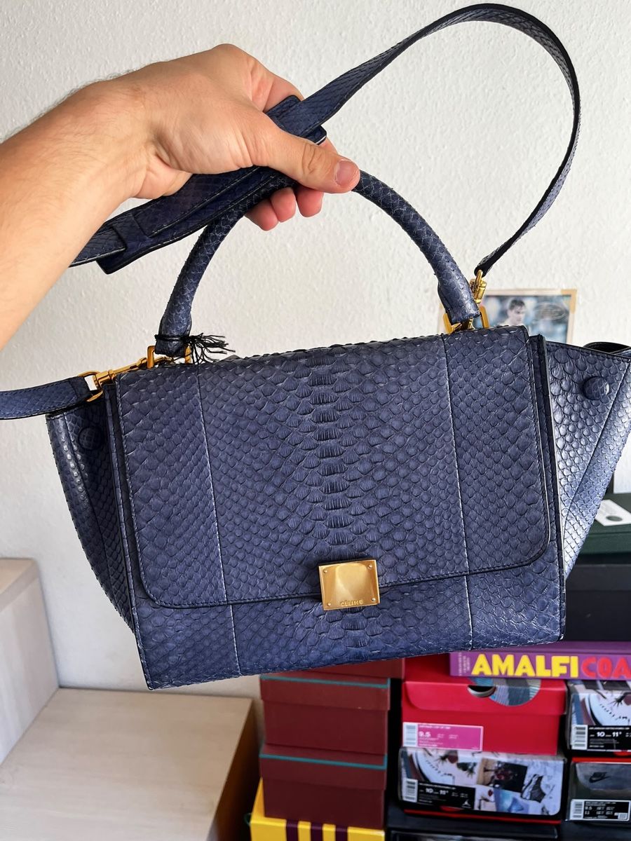 Celine Borse da donna: Celine Trapèze Python Blue – Usato da Genève venduto da SG_73