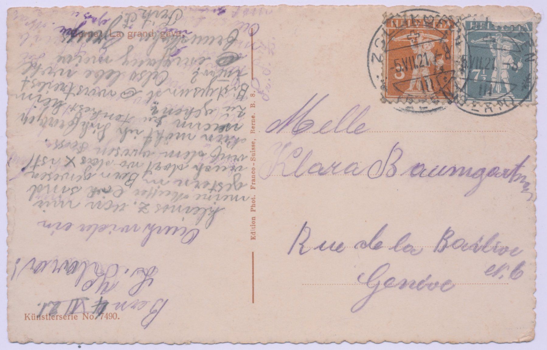 Cartoline postali: Bern Kornhauskeller 1921 – Usato da Lützelflüh-Goldbach venduto da blauerkranich 1