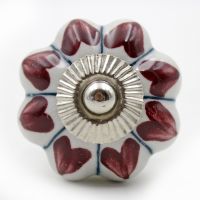Möbelknopf Möbelknöpfe Griff Keramik Weiß Rot Keramik 0197