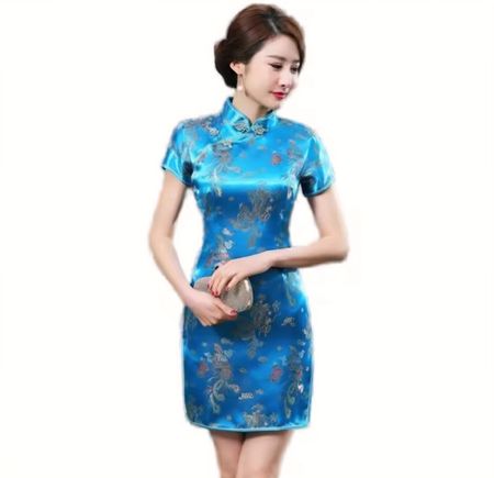 Neu! traditionelles chinesisches  Kleid türkis-blau, Gr. XXL