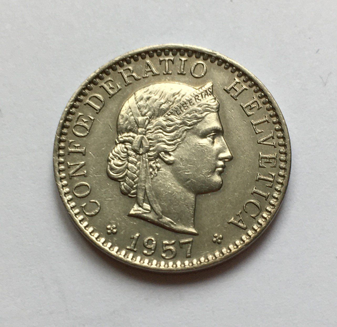 Tutti le monete: 1957 20 Rappen -unz – Nuovo (secondo la descrizione) da Kirchberg SG venduto da Helveticus00