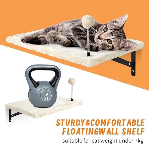 MeowHomm Kletterwand Für Katzen - 3-stufiges Wandregal Aus Massivholz, Rutschfeste Katzenmöbel