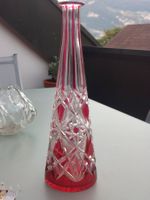 Antike Kristall  Karaffe , rot überfangen, Baccarat  (?)