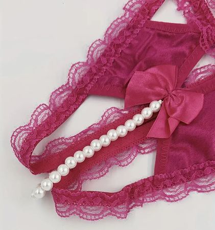 String mit Perlen, pink
