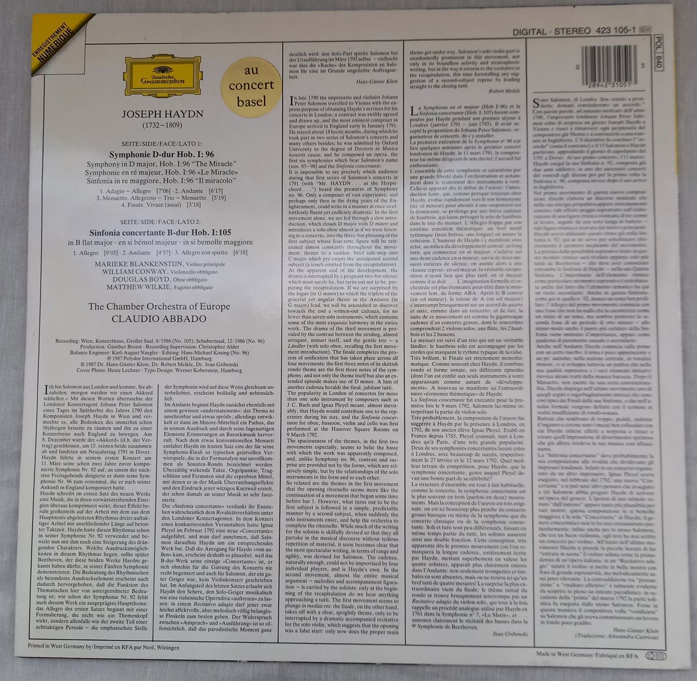 Dischi in vinile: KLASSIK-LP "JOSEPH HAYDN - SYMPHONY NO. 96" – Nuovo (secondo la descrizione) da Binningen venduto da mar_2jlr 1
