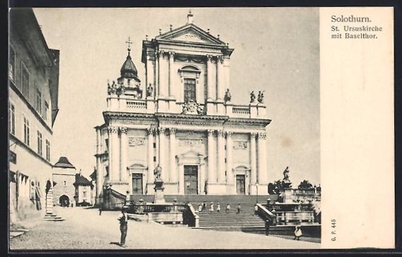 Cartoline postali: Solothurn, St. Ursuskirche mit Baselthor – Usato da Berlin venduto da bartko-reher
