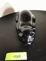 Schwarze Katze 14 cm lang aus Porzellan oder Keramik