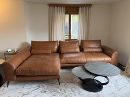 Elegantes Ecksofa Leder Cognac (braun) - NEU