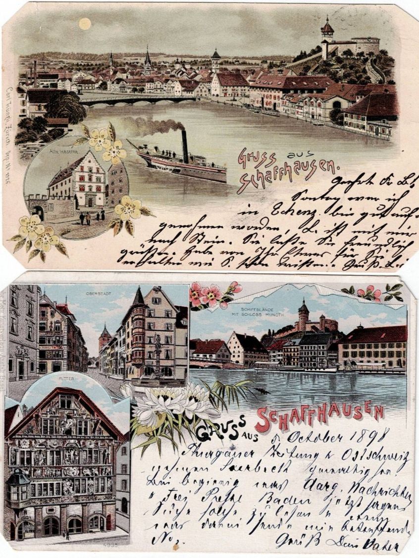Cartoline postali: Schweiz, 2 Ansichtskarten Schaffhausen, 7.11.1899, 5.10.1899 – Usato da Hinteregg venduto da McCharly01
