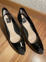 Elegant Black Wedges Peep Toe High Heels Shoes 38
