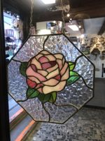 Bleiglasfenster Rose Deko Frühling handgefertigt