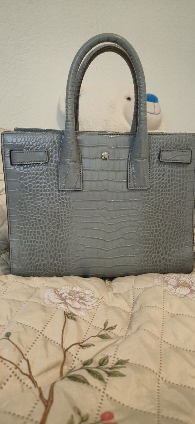 Navyboot Taschen für Damen: NavyBoot Leather Tote Bag - Grey Crocodile Look – Gebraucht aus Altikon von san_c7qr 1