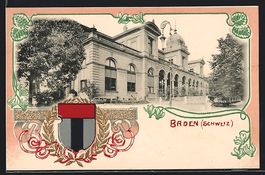 AK Baden, Blick auf Rathaus, Wappen