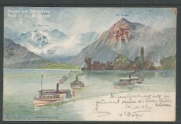 Carte P de 1898 ( Pluie au Lac de Thoune )