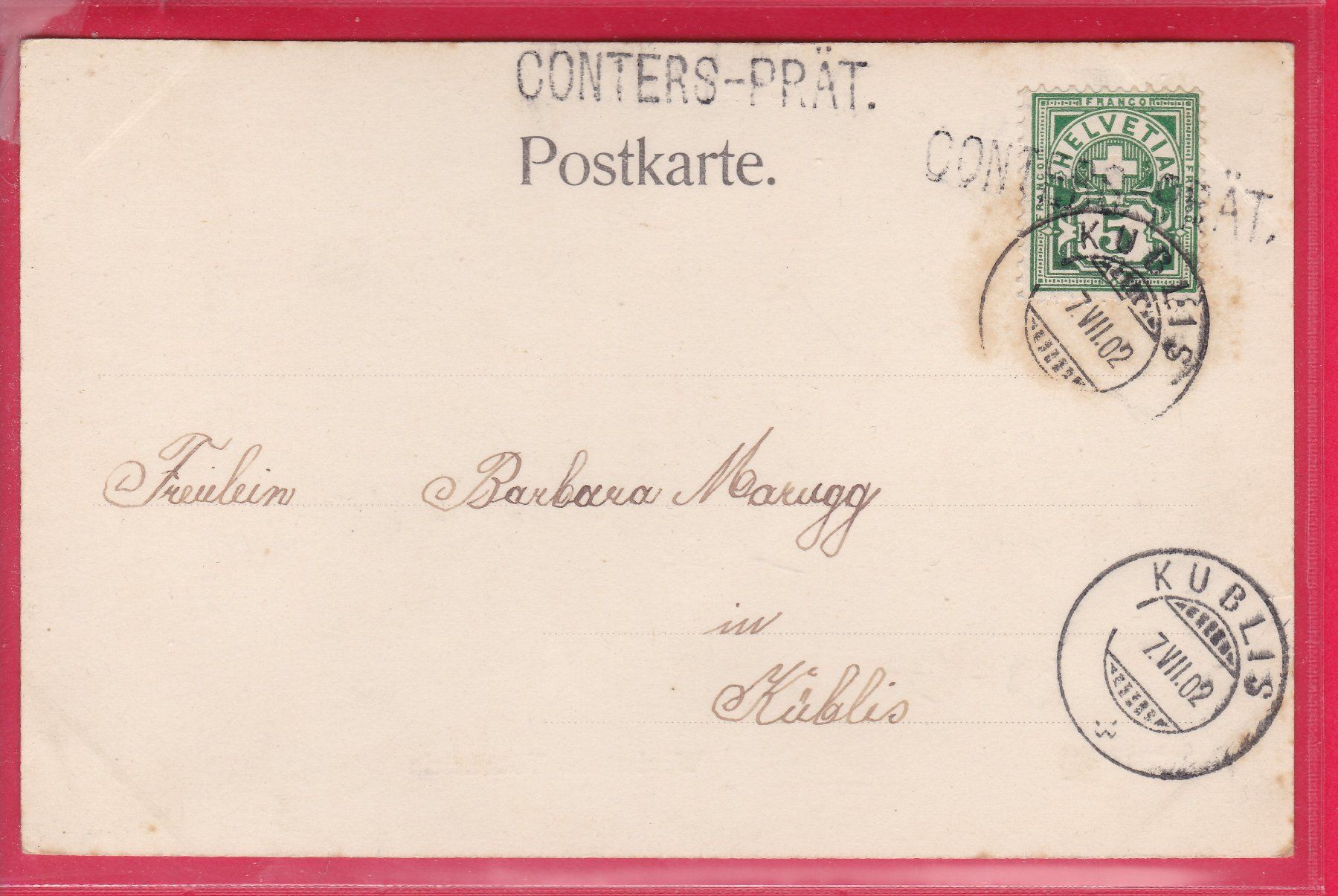 Cartoline postali: WAIDMANNS TÖCHTERLEIN, 7.7.1902 – Usato da Oberrieden venduto da Gebirgsstelze 1
