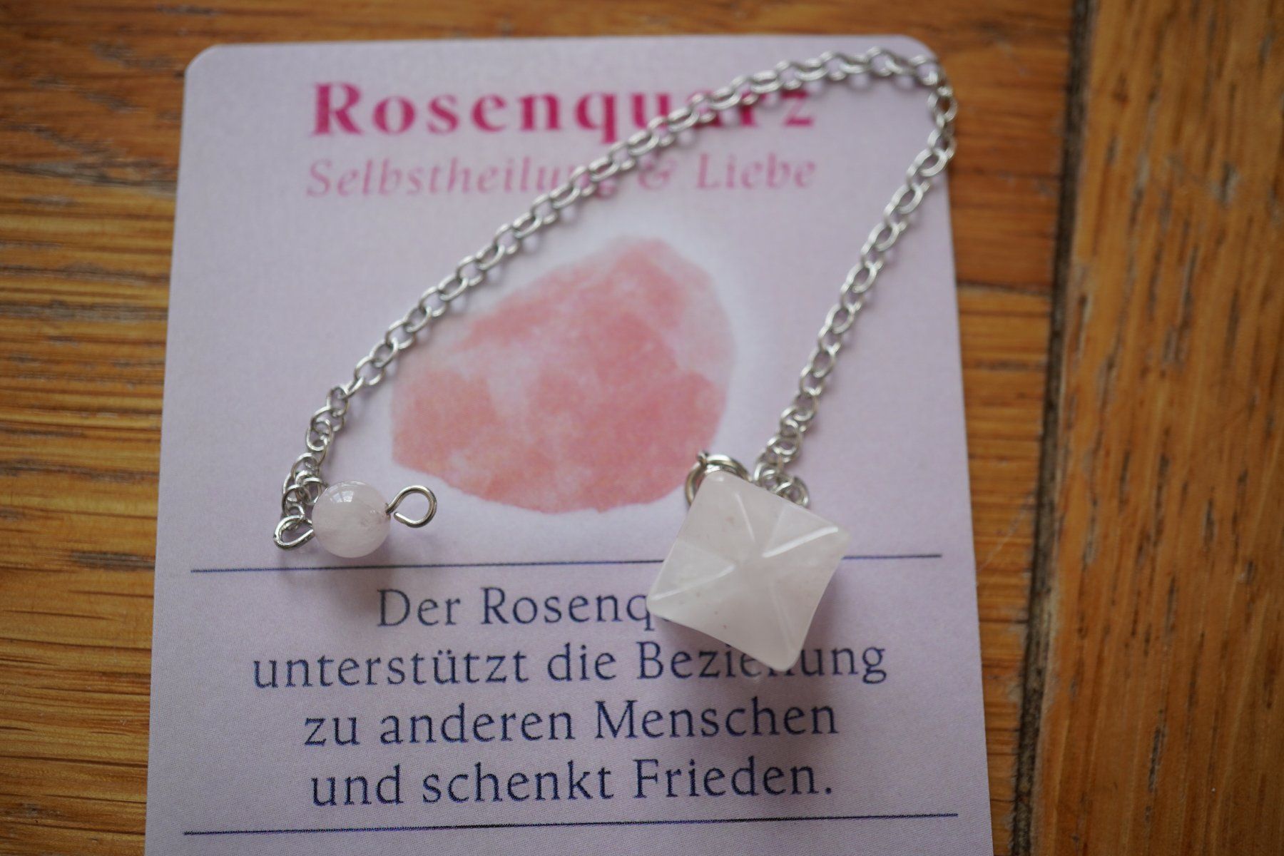 Mineralien & Heilsteine: Pendel Rosenquarz – Neu und originalverpackt aus Eschenbach SG von bushika 1