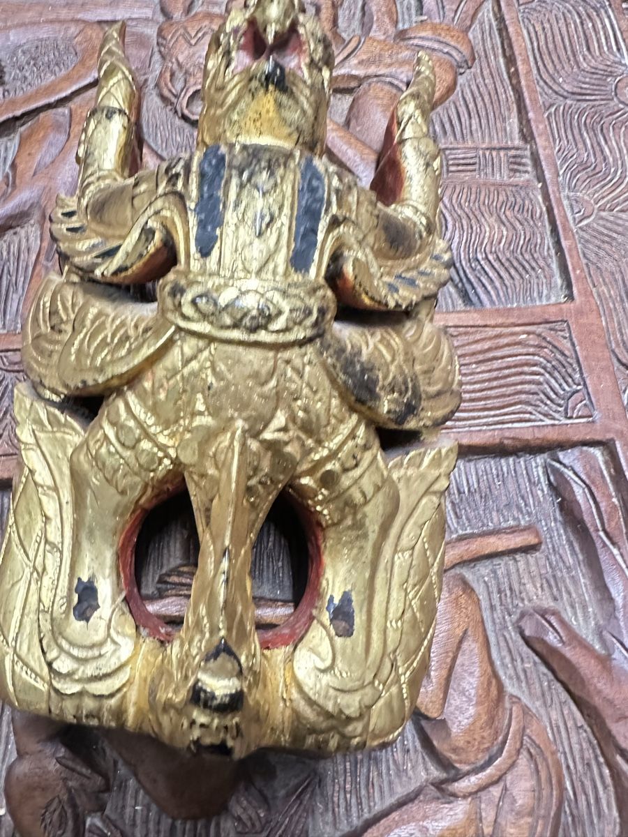 Sonstige Antiquitäten & Kunst: Handgeschnitzte Garuda-Holzmaske, vergoldet – Gebraucht aus Nebikon von Vanessa2003 4