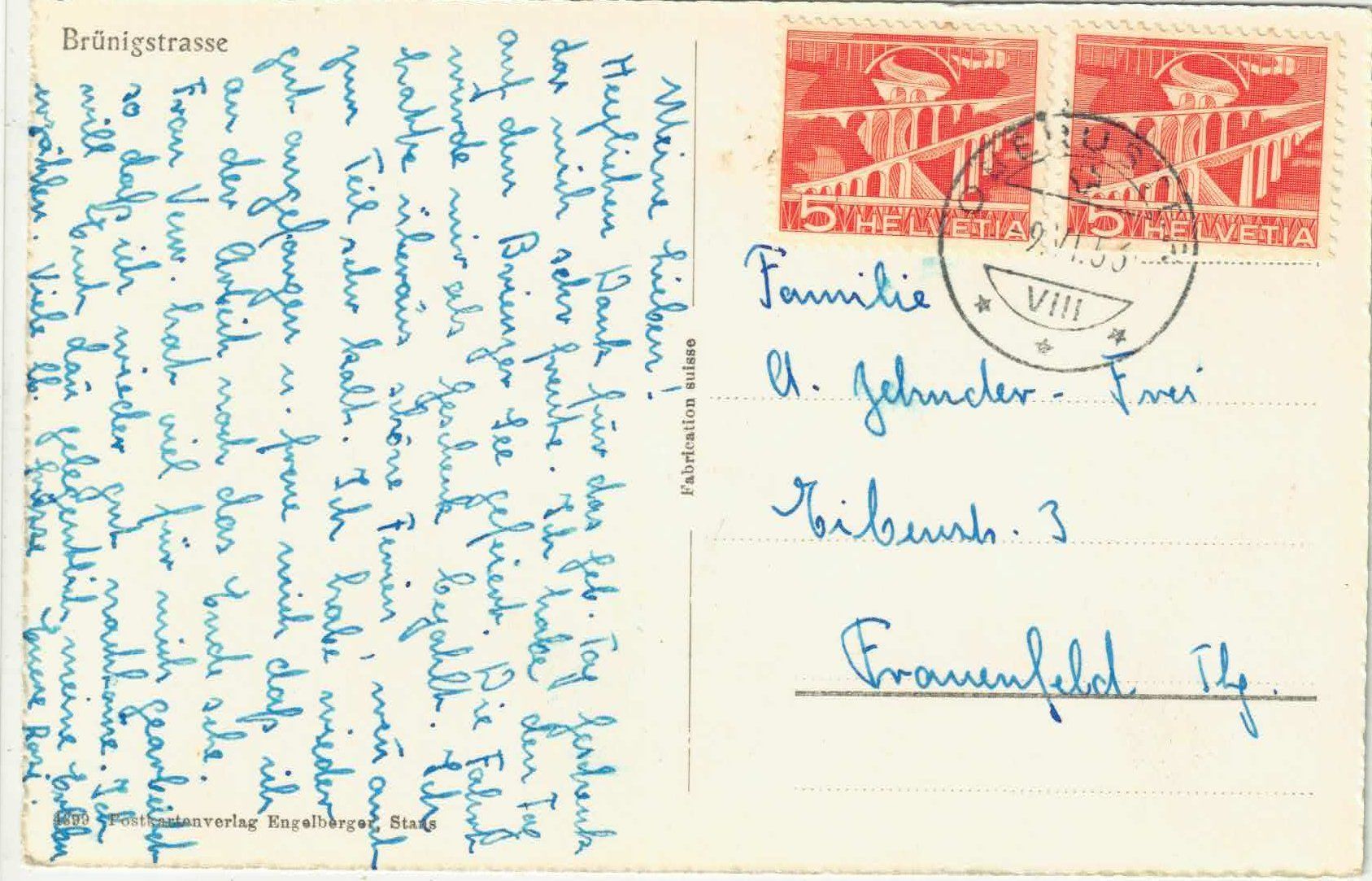 Cartoline postali: Brünigstrasse mit VW-Käfer - coloriert – Usato da Ettingen venduto da Kartenplanet 1