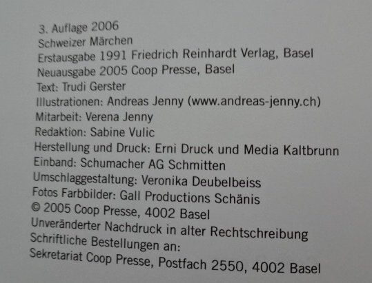 Bücher: Schweizer Märchen Trudi Gerster 3. Auflage 2006 – Gebraucht aus Wetzikon ZH von strubeli024 1