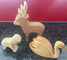 3 vintage Ostheimer Tiere, Hirsch ,Schwan, Lamm Brandstempel